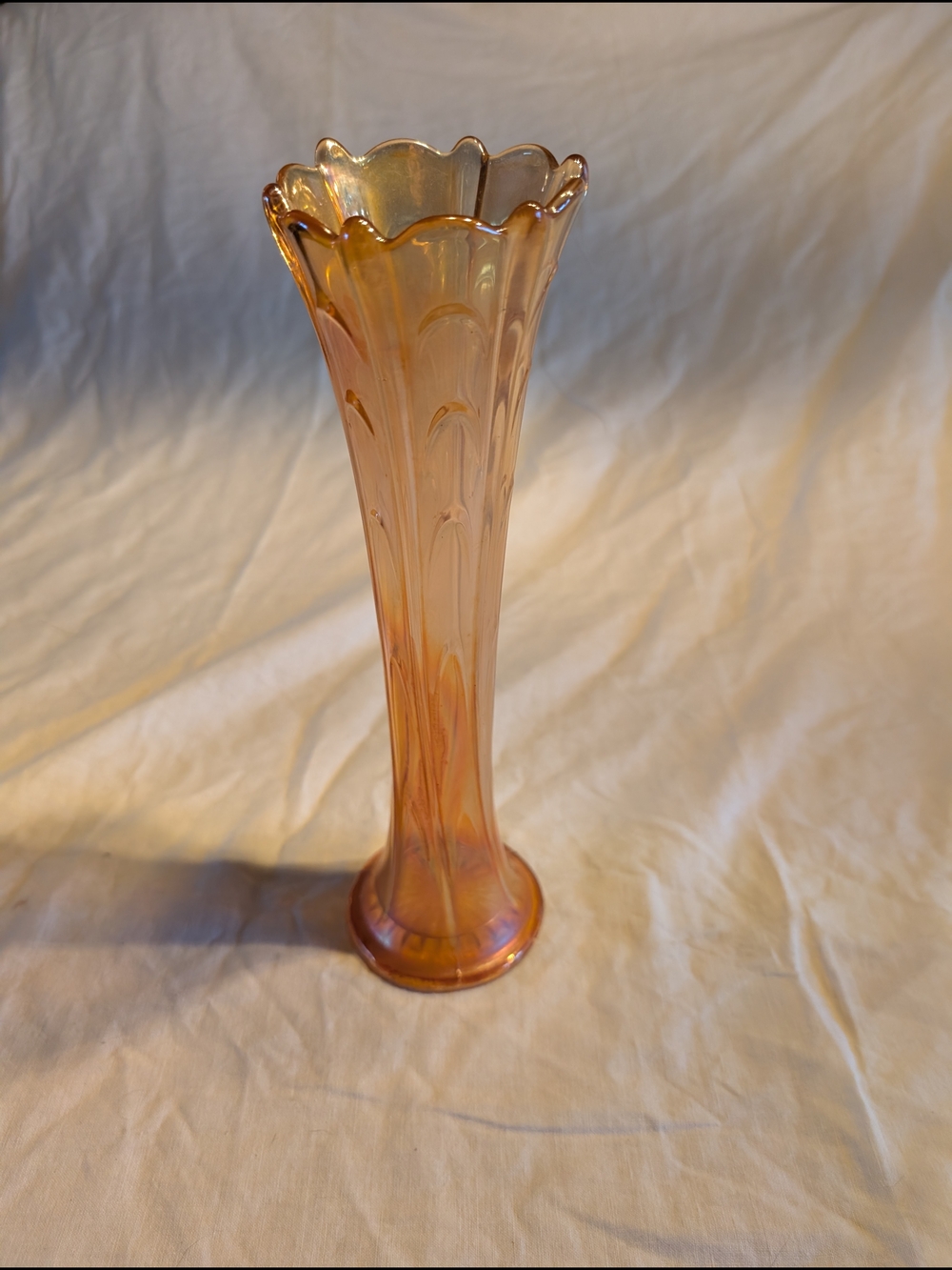2/70$ Fenton Amber Iridescent Carnival Trumpet Vase